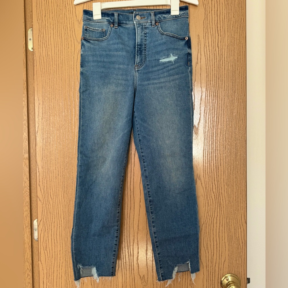 Express Mom Jeans Blue Ankle Jeans